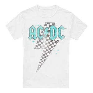 AC/DC Mens Skewed Checkerboard Bolt T-Shirt (TV13334) - Picture 1 of 5