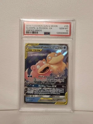 (AUS) Pokemon TCG 2019 Sun & Moon Unified Minds Slowpoke & Psyduck GX 035 PSA 10 - image 1 of 4