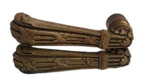 Antique Victorian Solid Brass Lever Handle 4.25" Long French Door Knob Hardware - Picture 1 of 8