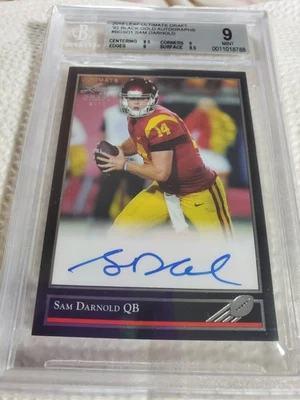 Sam Darnold  RC 2018 Leaf Ultimate Draft  #BGSD1 Black Gold Autos  BGS 9 Mint - Image 1 of 4