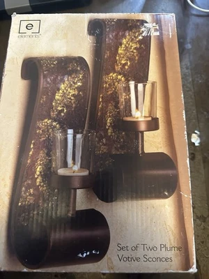 Par de candelabros aplique de pared vintage de arte de mosaico de vidrio agrietado 9,5" Foto 1 de 2