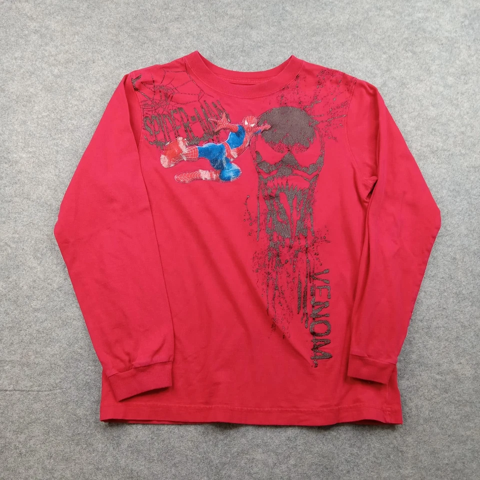 Spider Man Shirt Boys Large 12/14 Red Venom Long Sleeve Marvel 2006 Movie - Image 1 of 4