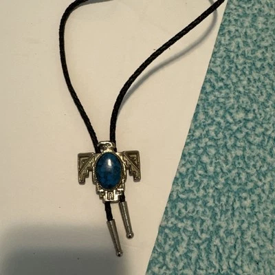 Collar de corbata vintage navajo águila imitación turquesa BOLO para hombre puntas plateadas Foto 1 de 4