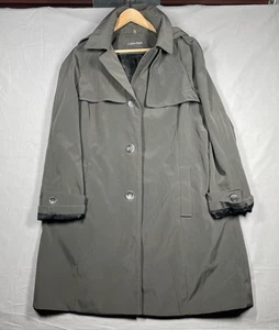 Calvin Klein Waterproof Trench Raincoat XL Olive Green w/ Detachable Hood - Picture 1 of 5