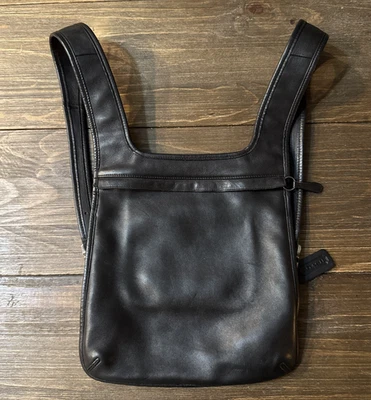 Mochila de cuero delgada Coach vintage negra 9405 bolso hippie encanto Foto 1 de 4