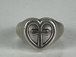 James Avery Sterling Silver Ring Eternal Love Cross Heart Sz 5.5 Retired 
