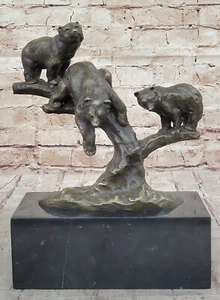 Roaring Kodiak Grizzly Russian Bear Bronze Marble Sculpture Collectible Figure - Picture 1 of 10