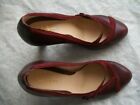 Cole Haan Womens 8B Burgundy Leather Suede Trimmed Heels 375