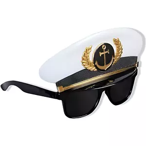 Sunglass Sun-Staches Boat Captain Costume Party Favors UV400 One Size SG2129 - Picture 1 of 3