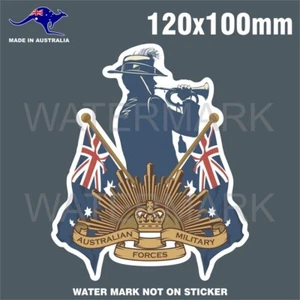 LEST WE FORGET ANZAC STICKER AUSTRALIAN MILITARY SERVED ARMY NAVY RAAF RISING SU - Picture 1 of 1