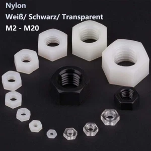 M2 - M20 Nylon-Kunststoff Sechskantmuttern Polyamid PA natur Mutter DIN 934 - Bild 1 von 11