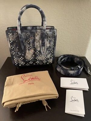 Christian Louboutin Mini Paloma Punk Studded Tote Blue Denim Leather  Bag - Image 1 of 4