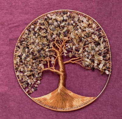 Árbol de la Vida Alambre de Cobre Colgante de Pared / Atrapasol. Arte artesanal, 10" de alto Foto 1 de 4