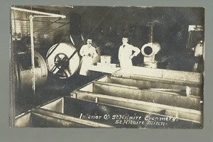 St. Hilaire MINNESOTA RPPC c1910 INTERIOR CREAMERY Butter Maker CHRISTMAS CARD - Picture 1 of 2