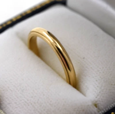 蒂芙尼 18K 750 Milgrain 婚礼戒指 2.5 毫米 尺寸 6 1⁄2 — 第 1/4 张图片