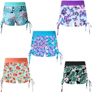 Kids Girls Shorts Cycling Pants Side Drawstring Briefs Dance Swimsuit Swimwear - Picture 1 of 42