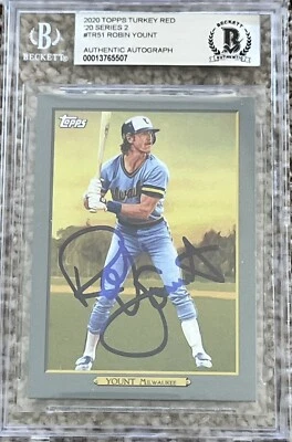 2020 Robin Yount Autographed Signed Topps Series 2 Turkey Red Beckett Slab BAS - Image 1 of 2
