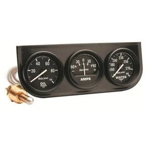 Autometer 2-1/16in 3 Gauge Console Oil Amps Water Temp Black AU2393 - Picture 1 of 1