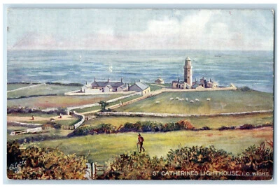 Postal artística de San Catalina c1910 faro isla de Wight Oilette Tuck Foto 1 de 2