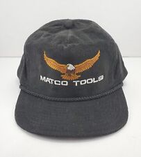 Vintage Matco Tools Black Corduroy Snapback Trucker Baseball Cap Hat T.I. Eagle