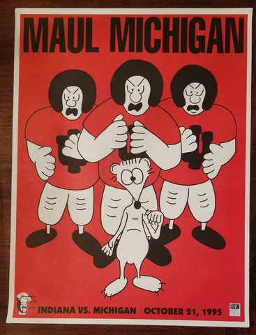 VINTAGE 1995 Indiana University Hoosiers Football Game Poster-Michigan Wolverine Cover