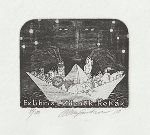 Original limitierte Auflage Radierung Exlibris "Arche Noah' von ALEXANDROV GENNADY - Bild 1 von 1