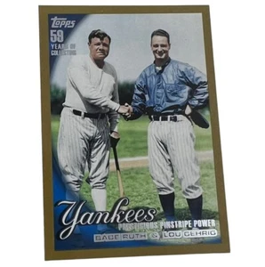 Babe Ruth Lou Gehrig 2010 Topps #637 Prestigious Pinstripe Power Gold Border SP - Picture 1 of 2