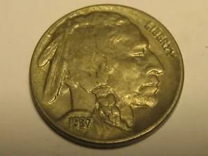 1937-P Buffalo Nickel AU ERROR BAD METAL MIX ^^^^^^ - Picture 1 of 4