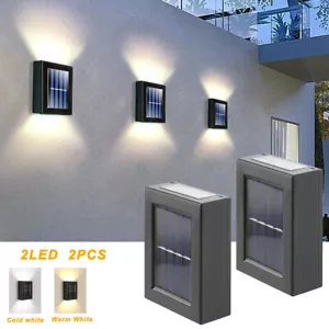 Warm White / White Solar Powered Door Fence Wall Lights LED Outdoor Garden Lamp - Picture 1 of 17