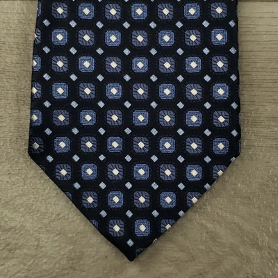 Corbata de diseñador Ermenegildo Zegna para hombre azul geométrica 100 % seda jacquard Italia Foto 1 de 4