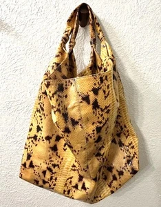 Donald Pliner Large Yellow Snakeskin Hobo Bag - Picture 1 of 10