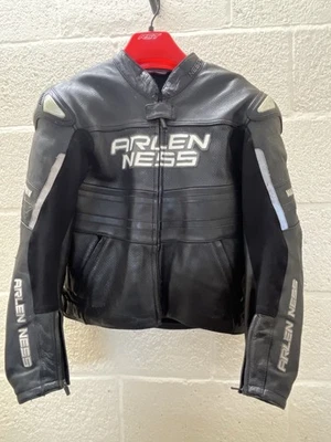 Arlen Ness Magnesium Black Leather Motorcycle Jacket 42” Chest - Image 1 of 4