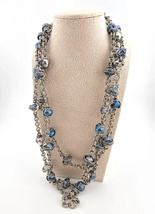 Collana Premier Designs "Heaven Sent" 60" tono argento con perline blu e argento - Foto 1 di 6