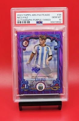 2023 Topps Argentina Fileteado Nico Paz 1st Bowman RC Auto /15 PSA 10 POP 2 - Image 1 of 2