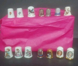 Thimble Assortment (14) Children, Patriotic, Flowers, Bird & others - Picture 1 of 8