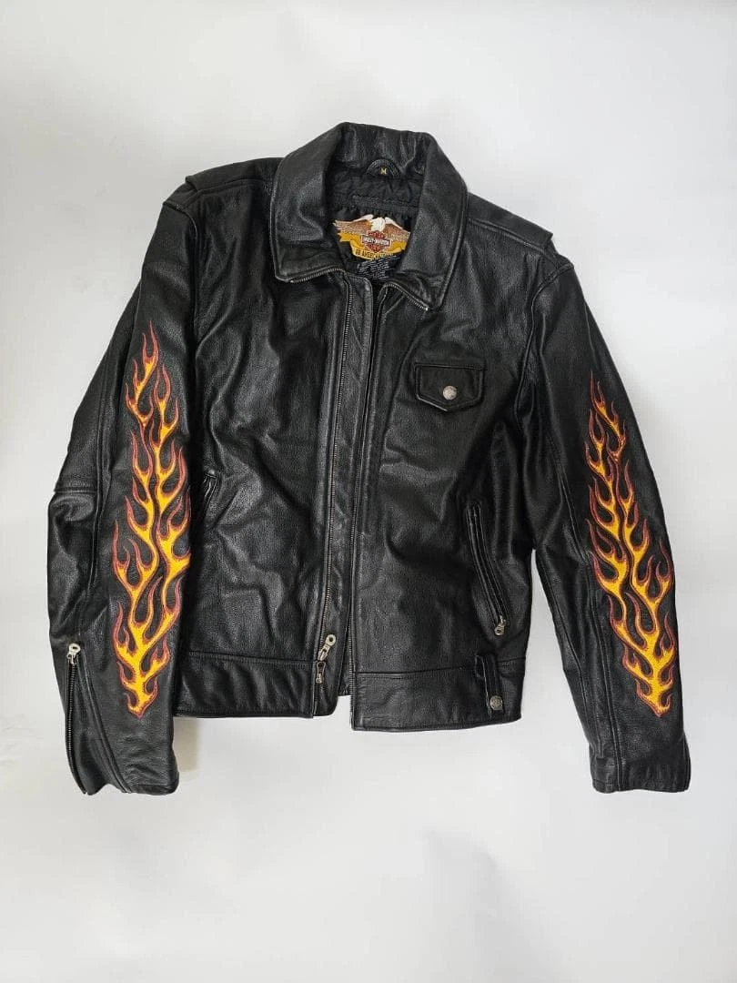 Harley Davidson Leather Jacket Flames for sale | eBay