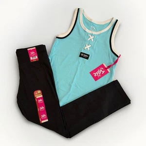 Justice Blue Lace Up Tank Top & Black Leggings -Lot of 2 Girls Medium 10 NEW - Picture 1 of 19