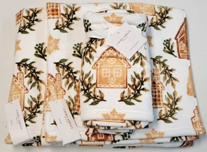 Laura Ashley Gingerbread House Holiday Christmas Towels Set of 4 Bath & Hand - Picture 1 of 18