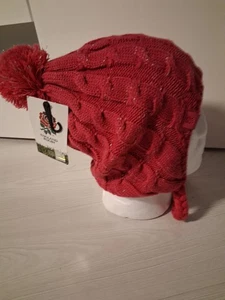 RFU England Rugby Inca Hat w/ Lurex Women's Pink 100% Acrylic Pom-Pom Cable Knit - Picture 1 of 7