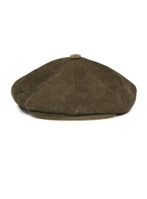 Goorin Bros Marrón Piel de Cordero Cuero “Sin Jaula” Gorra Plana Sombrero de Cabbie Mediano NUEVO Foto 1 de 4