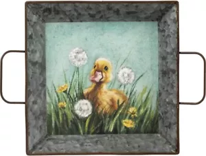 Primitives by Kathy Easter Tray Duckling Spring Metal Handles Rustic Decor Duck - Picture 1 of 1