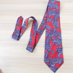 Neck Tie Mens Red Paisley Print Western Boho Madder High End Necktie Handmade - Picture 1 of 7