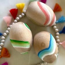 10PCS DIY Natural Wood Simulation Eggs Unfinished Fake Eggs Easter Egg  Kids