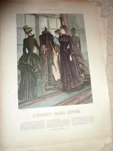 ANTIQUE NOV 1884 LADIES FASHION ILLUSTRATION - FRAUEN-ZEITUNG -GERMANY-PL 596 - Picture 1 of 1