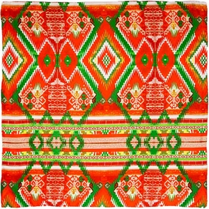Sciarpa Wyoming Traders Wild Rag stampa azteca arancione/verde 100% seta - 34,5" - Foto 1 di 2
