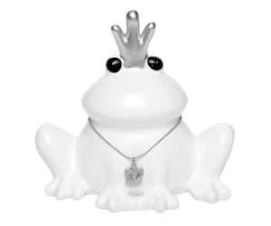 Piggy Bank Frog White Ceramic Crown Glitter Key Castle Children Present - Picture 1 of 5