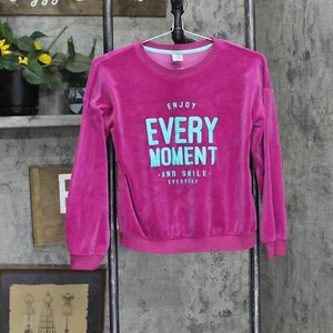 Members Mark Girls Youth My Favorite Sweatshirt Velour Sweatshirt Berry 10/12 - Picture 1 of 4