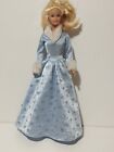 🟢VTG Barbie doll Fantasy blue winter dress with snowflakes and fur collar 12 in