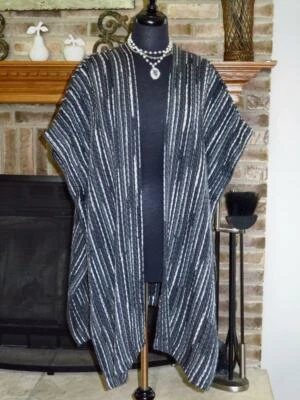 ESKANDAR Long Black Gray White Woven Layering Vest  OSFA - Image 1 of 4