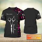 Customized Black 3D Barber Tshirt Scissors Barber Stylist Barber Shop Uniform Ba